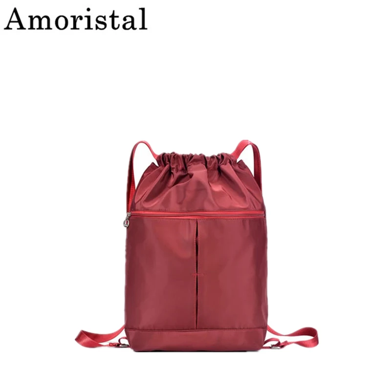 

Drawstring Women Backpack Nylon Waterproof Lightweight Folding Outdoor Sport Backpack Fitness Bag Yoga Zipper Sack Large SY121