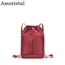 Drawstring Women Backpack Nylon Waterproof Lightweight Folding Outdoor Sport Backpack Fitness Bag Yoga Zipper Sack Large SY121