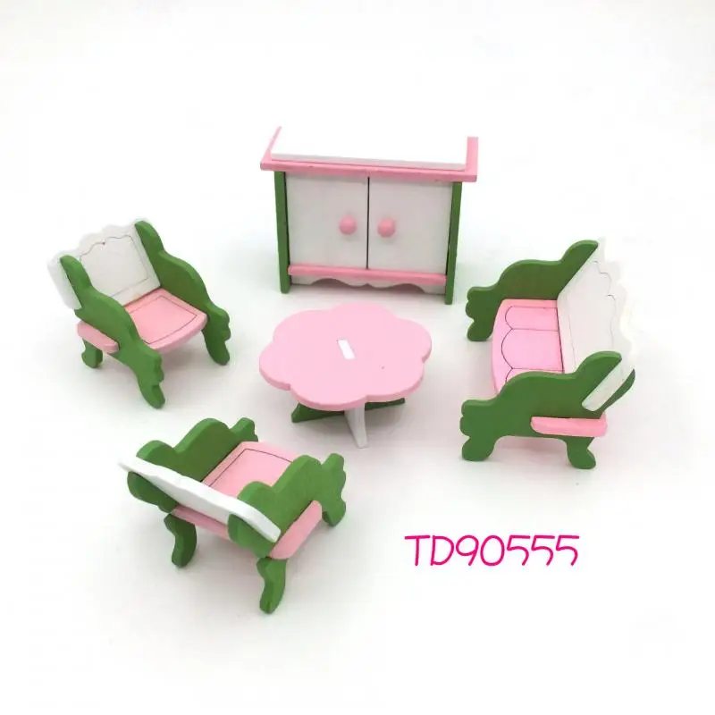 1 Набор, милый кукольный домик, набор для ролевых игр, обучающая игрушка, 3D кукольный домик, миниатюрная деревянная мебель, игрушки для моделирования, подарки для детей - Цвет: 6