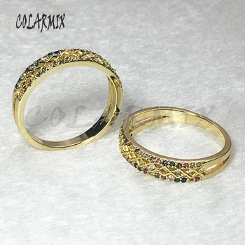 

6 Pcs Rainbow color Crystal zircon rings jewelry gift for lady simple style jewelry rings Wholesale jewelry rings 5604