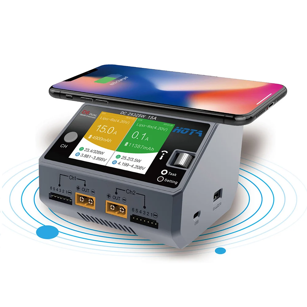  HOTA D6 Dual/ Pro Smart Charger AC200W DC650W 15A for Lipo LiIon NiMH Battery with iPhone Samsung W