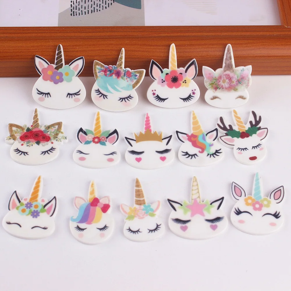 

Resin Charms Rainbow Unicorn Head Charm DIY Accessories For Cake Mobile Phone Shell Decoration Unicorn Resin Charms