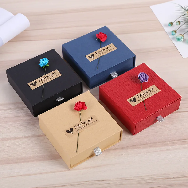 100pcs/lot Creative drawer kraft paper jewelry box Ring Jewellery Box