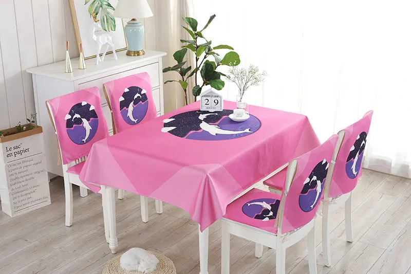 Proud Rose Waterproof Linen Table Cloth Cartoon Table Cover Chair Set Pillowcase Cover Towel European Tablecloths Chair Cushion