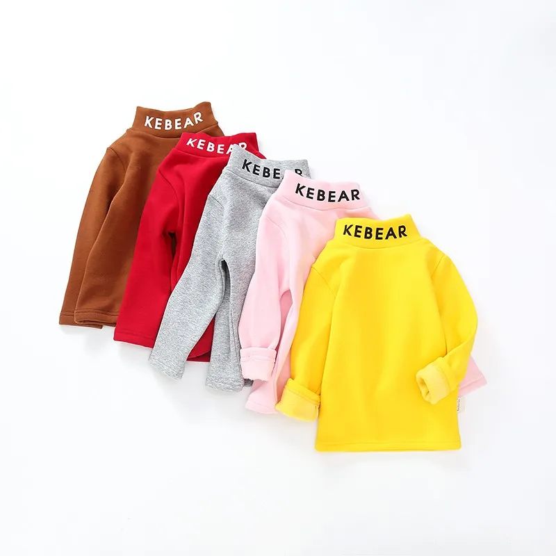 

Kids Girl Baby Thicken T-shirt Children Casual Letter Printed Blouse Long Sleeve Turtleneck Tops Autumn Winter Spring