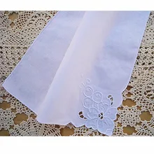 Белый платок ручной работы льняная Цветочная кайма винтажная Толстая Дамская вышитая салфетка с цветами свадебный подарок Hankies