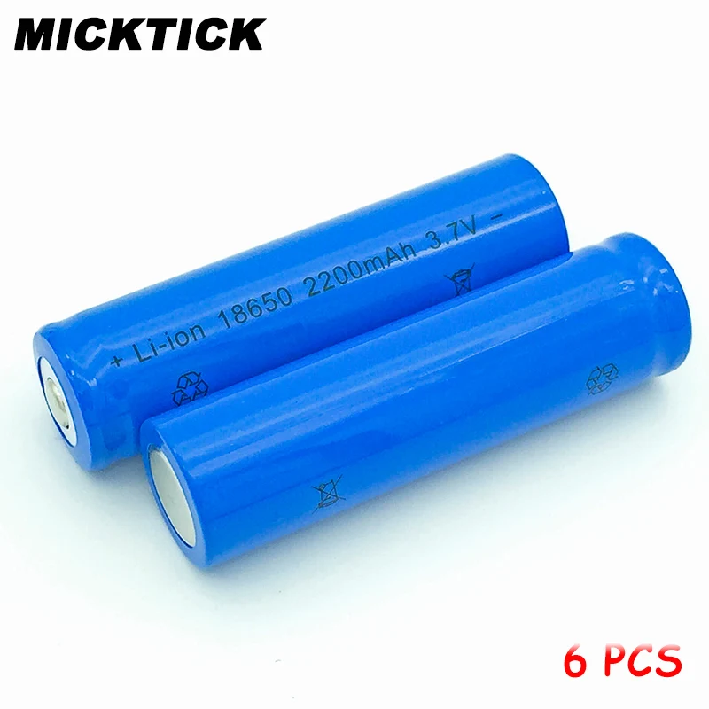6 шт. 18650 (не AA) 3 7 V 2200mAh батарея литий-ионная аккумуляторная большой емкости battaries T6