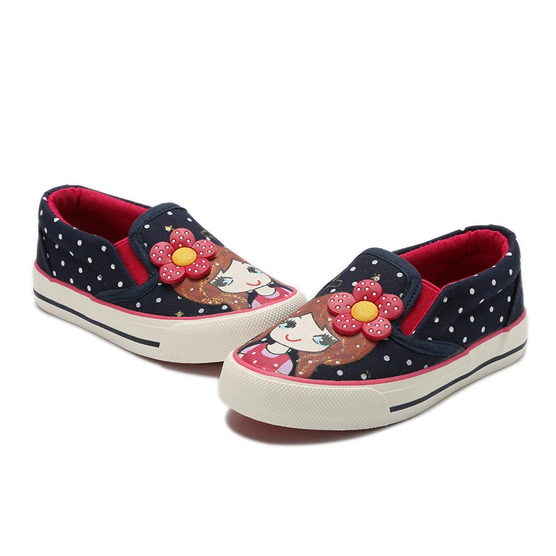 Skup Dziewczęce brezentowe buty 2020 nowa wiosna dzieci mieszkania Polka Dot moda dziecięce trampki Denim dziewczyny księżniczka buty obuwie codzienne