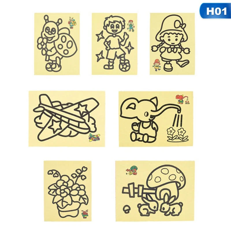

Kids DIY Color Sand Painting Art Creative Drawing Toys Sand Paper Art Crafts Toys For Children 11.5*8.5cm Random Style