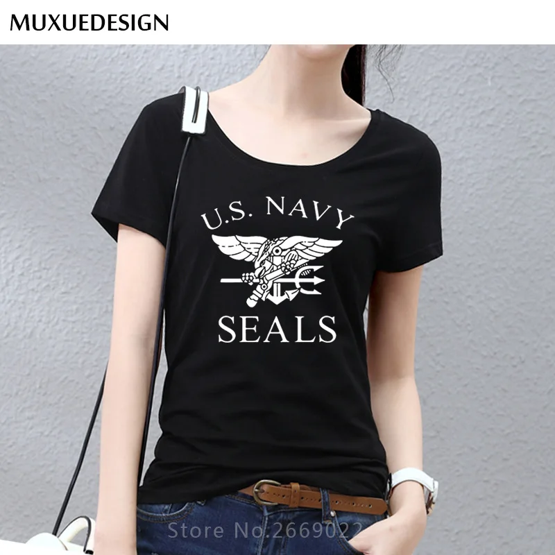 

U.S.NAVY SEAL TEAM Printed T Shirts women United States Navy Seals T-Shirts 2017 Summer Tracksuit girl Tshirts Tees Tops Large
