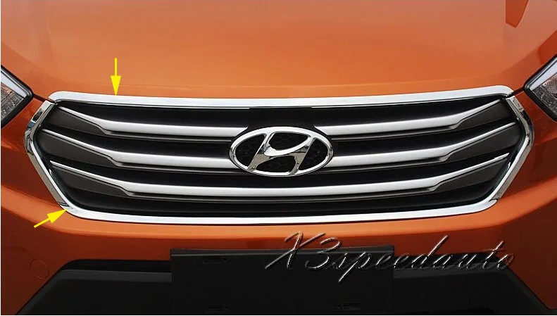 Решетка решетки гриля для Hyundai IX25 Creta 2014-17 2 шт. хромированный автомобильный