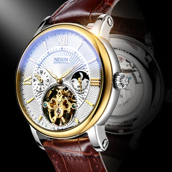 

Switzerland New 2017 Nesun Hollow Tourbillon Watch Men Luxury Brand Full-automatic Mechanical Men's Watches Sapphire Waterproo