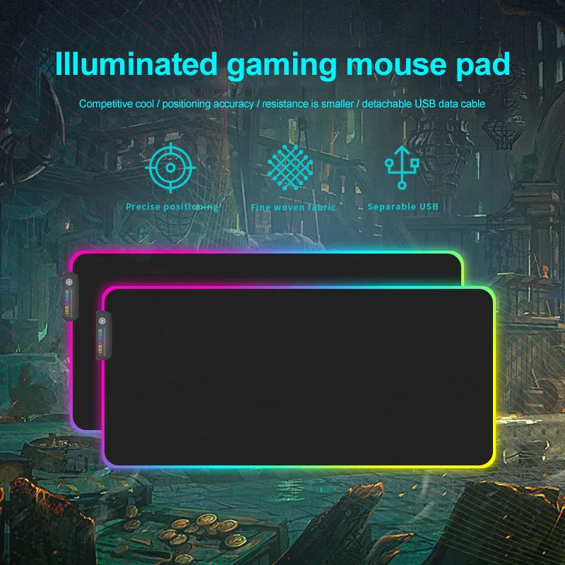 

Gaming Mouse Pad RGB Glowing LED Anti-slip Colorful for PC Computer Laptop HJ55