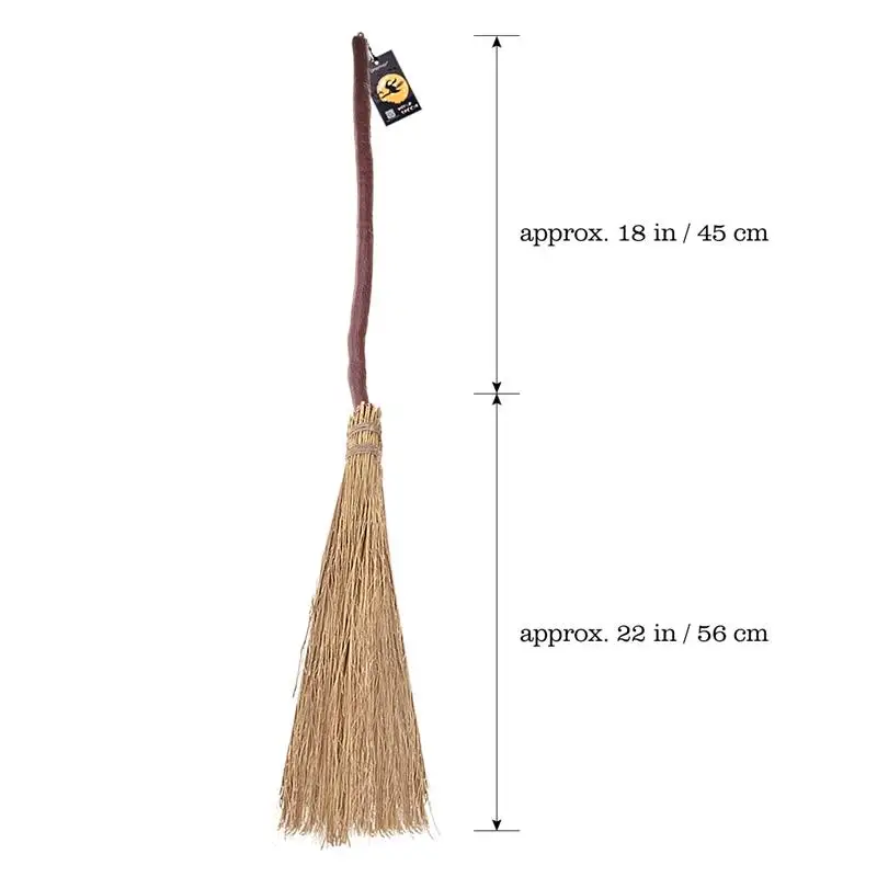 UNOMOR Witch Broom Straw Costume Cosplay Wizard Halloween Party magic broom Accessory Props for Adults Children Kids