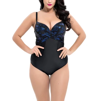 

Siren Plus size one piece swimsuit Deep V swimwear women Vintage Patchwork Monokini bathing suit Female Summer Beach Wear W9611