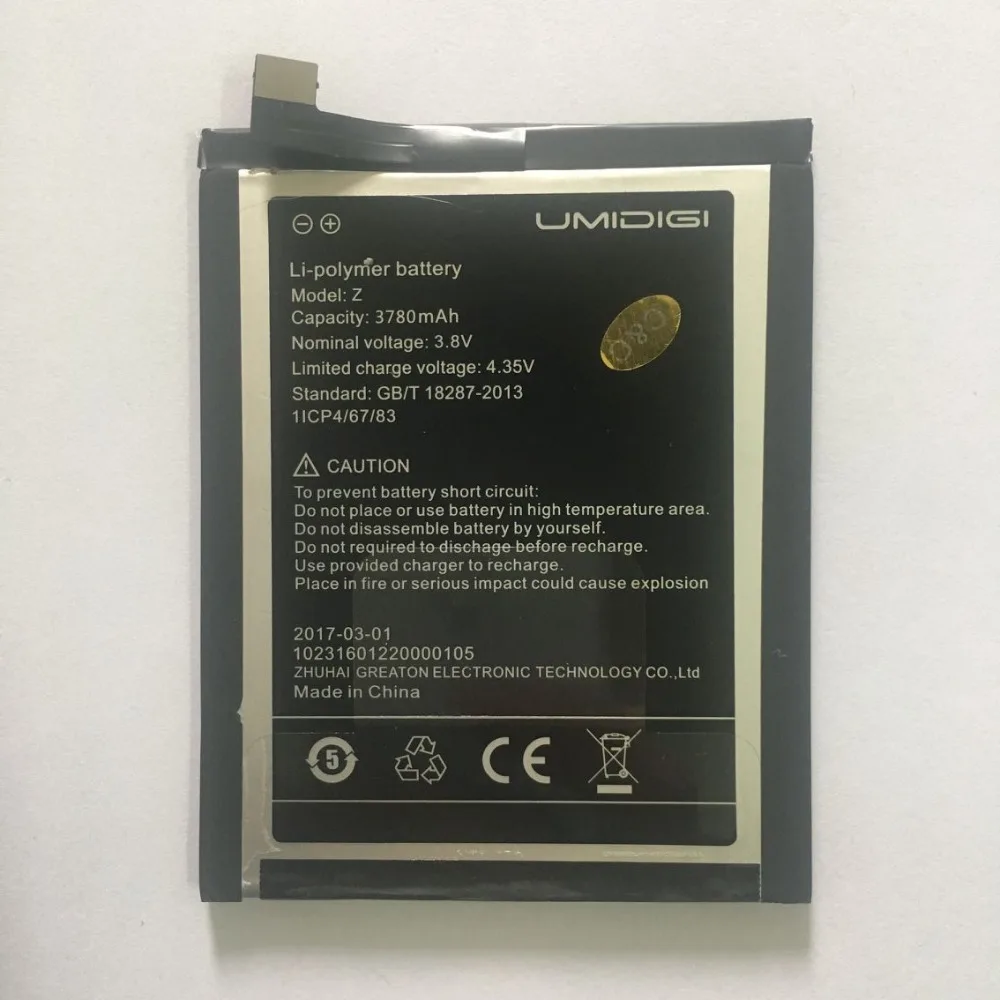 

Umi Z Battery UMIDIGI Z High Quality Original Large Capacity 3780MAh Back Up For UMI Z Smart Phone Battery Replacement