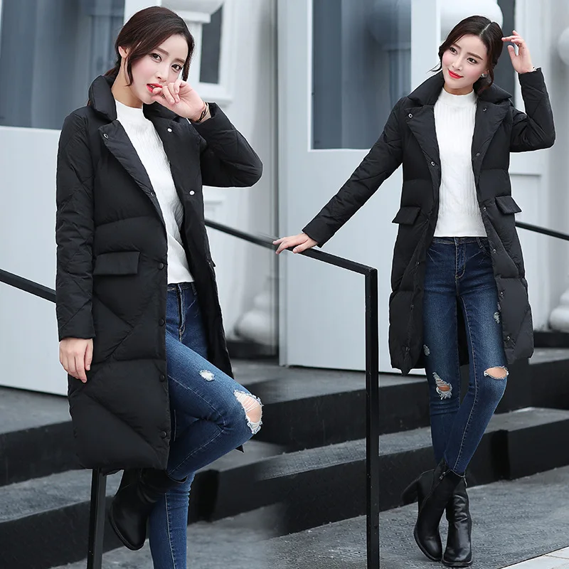 Elegant Removable Big Fur collar Hat Down Cotton Coat Winter Slim New 2018 Parkas Women Large size Jacket Warm Female Outerwear