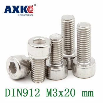 

Free Shipping 100pcs/lot Metric Thread Din912 M3x20 Mm M3*20 Mm 304 Stainless Steel Hex Socket Head Cap Screw Bolts