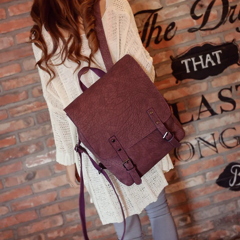 font b vintage b font high quality nubuck leather women square cover font b backpack