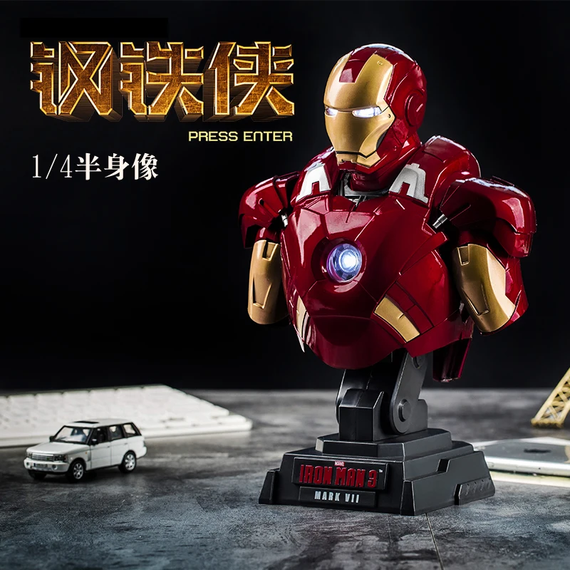 

SOSO COOL! 1/4 Scale Iron Man MK7 BUST RED color Tony Strak NEW IRON MAN MODEL 26CM PVC BUST With Led Eye