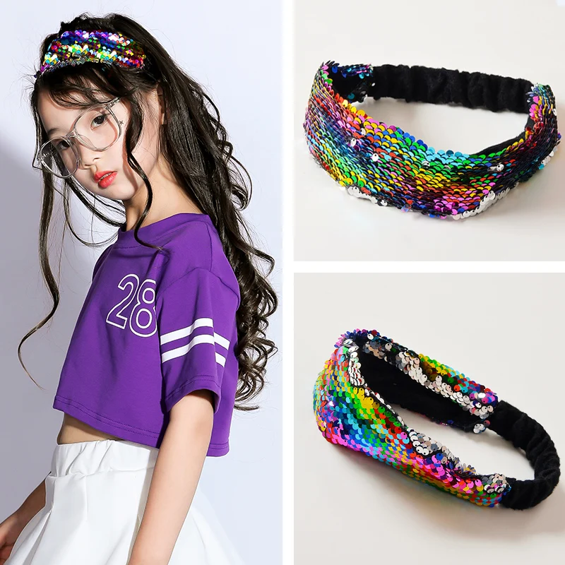 

Girls Street Dance Accessories Sequins Headband Children Jazz Dance Headband Hairband Hip Hop Street Dance Costume Headwear