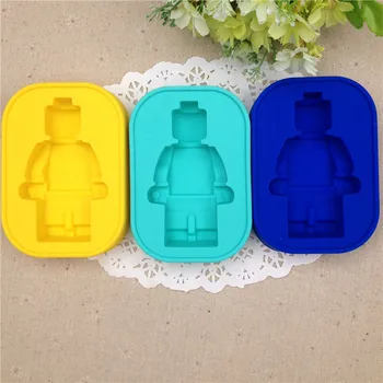

2015 New Fondant Cake Decorating Tools Silicone Ice Trays Mold Super Big Robot Lego Cake Mold Ice Mold Silicone Bakeware IT043