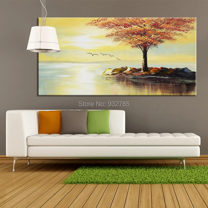 Modern-Abstact-Sunset-Flying-Birds-Oil-Painting-Red-Tree-Canvas-Art-Wall-Mural-Picture-Decoration-No (2)