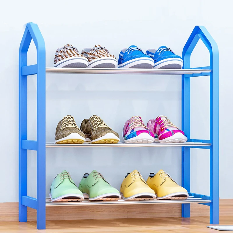 

Simple Shoe rack Steel Pipe Plastic 3 Tier Shoe Rack Shelf Easy Assembled Light Storage Organizer Stand Holder Space Saving
