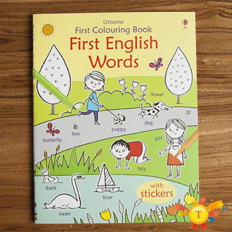Милые наклейки книги сцена Рисунок мультфильм стикеры для книг детские английские раскраски картинки книги с наклейками подарки на день рождения - Цвет: First English Words