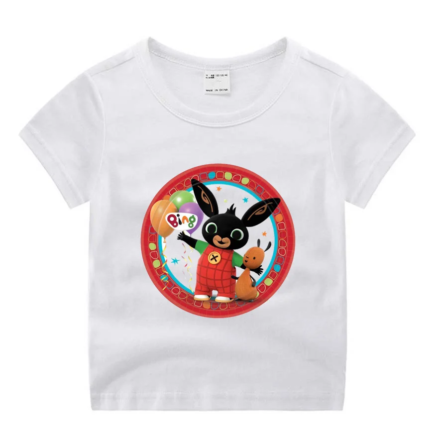 Забавная футболка с рисунком кролика из мультфильма для мальчиков и девочек детские летние топы, футболка для маленьких девочек повседневная одежда для малышей - Цвет: P621-0