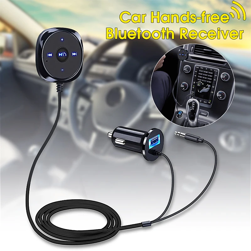 Car Wireless bluetooth Receiver 3.5mm AUX Audio Music Receiver 5V 2.1A Car Charger Hands-free