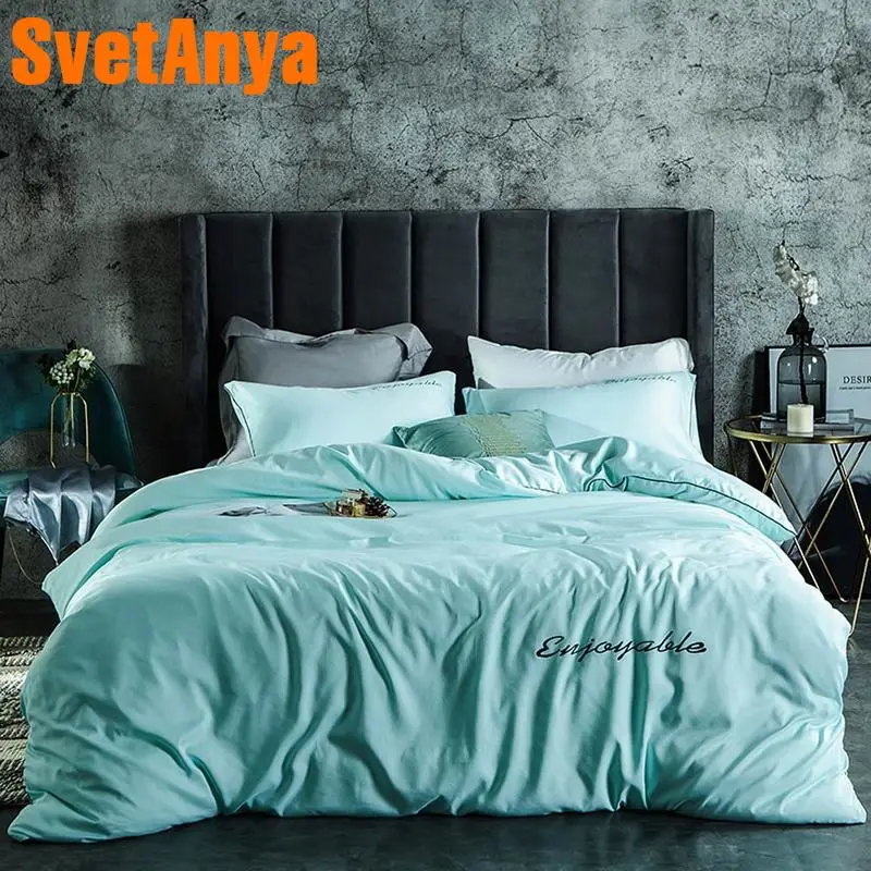 

Svetanya silky Linens solid color Bedding Set double Queen king single size