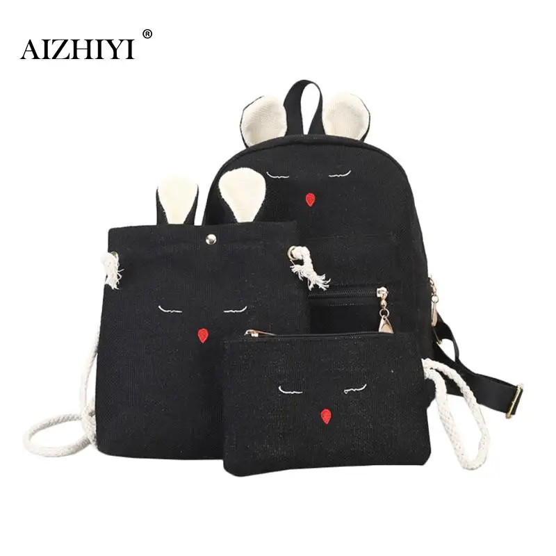 3 шт./компл. прекрасный кролик Kawaii Bookbag мягкие рюкзаки для школьная сумка для девочек-подростков сумка через плечо, Клатч женский Mochila Feminina