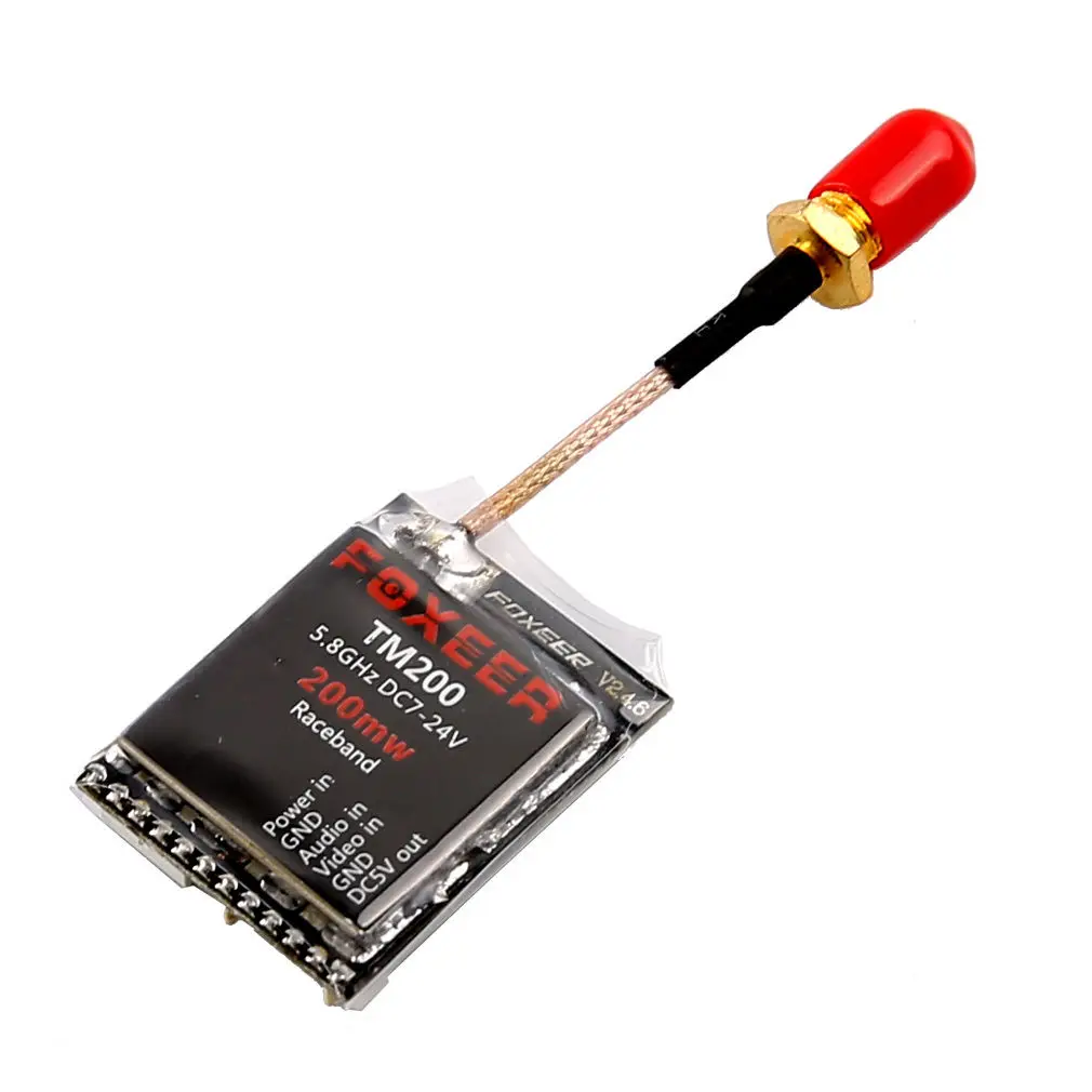 

Foxeer Adjustable TM25 5.8G 40CH Transmitter Switcher TX 25/200/600mW with antenna for FPV Racing Multicopter