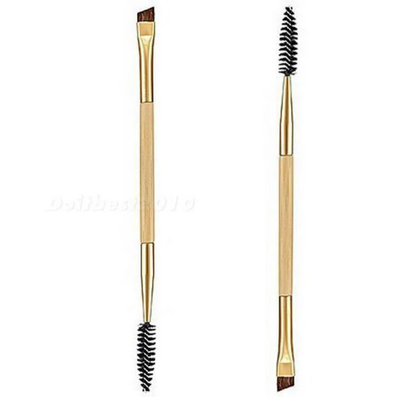 

Wholesale 1PCS Makeup Brush Bamboo Handle Double Eyebrow Brush + Eyebrow Comb Makeup Tools  NA1043