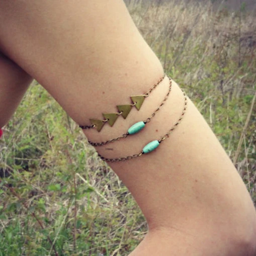

Infery Women Fashion Charming Boho Lady Stylish Beads Triangle Chain Upper Arm Cuff Armlet Armband Bangle Bracelet 1B209