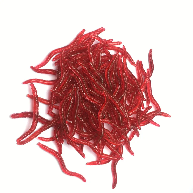 50pcs/lot Artificial Earthworm Fishing Lure 35mm Red Worm Maggot Soft Bait Lifelike Fishy Smell Lures Tackle Red attract 50pcs/lot Artificial Earthworm Fishing Lure 35mm Red Worm Maggot Soft Bait Lifelike Fishy Smell Lures Tackle Red attract