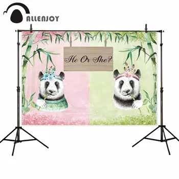 

Allenjoy Gender revealing photography backdrop Panda bamboo He or She party background photo studio photophone photocall custom
