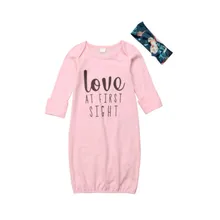 Хлопковая пижама с короткими рукавами и буквенным принтом для новорожденных девочек Домашняя одежда розового цвета
