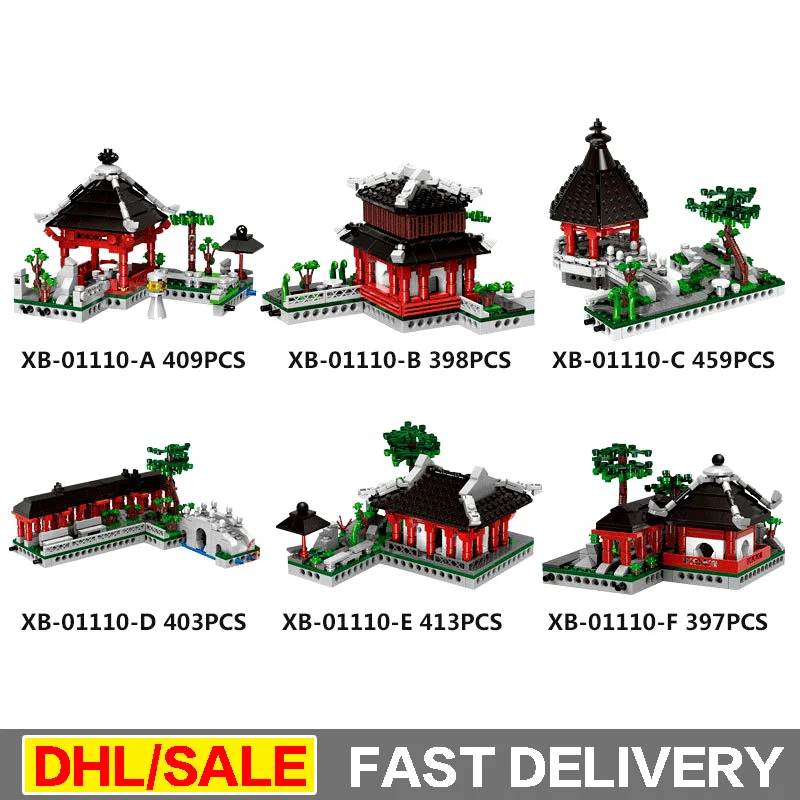 

XingBao 01110 Chinese Building Kits The 6 in 1 Chinese Suzhou Garden Set Building Blocks Bricks Clone legaoings lepin toys