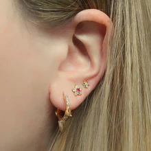 Высокое качество 925 стерлингового серебра серьги красочные CZ Радуга минималистичные горячие модные ювелирные изделия для женщин дети нежный милый мини ухо