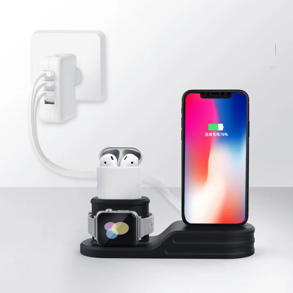 EIMO 3 в 1 Аксессуары для часов Apple watch band Airpods 1:1 Iphone X 8 7 6 силиконовая подставка