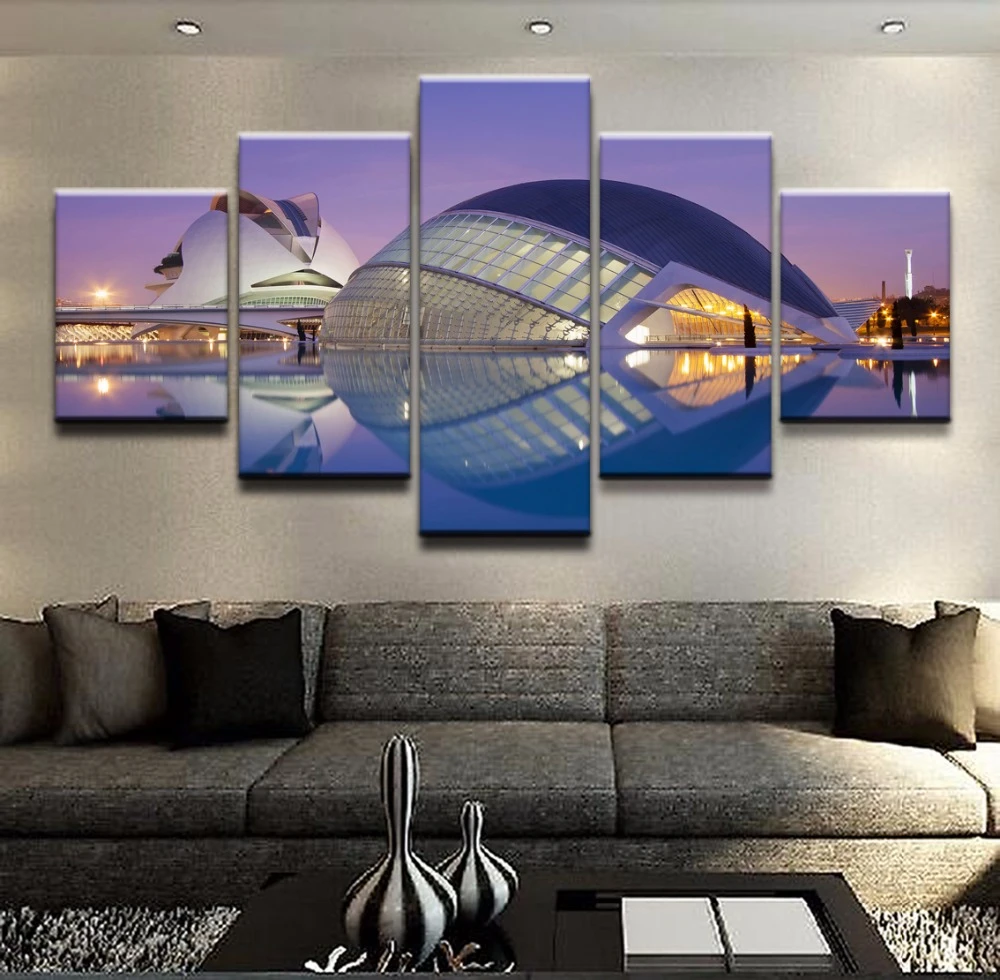 Modular Canvas Print Picture Wall Art 5 Piece City Of Arts And Sciences Spain Valencia Painting For Living Room Home Decor Frame Wall Art Prints Picturescanvas Prints Aliexpress