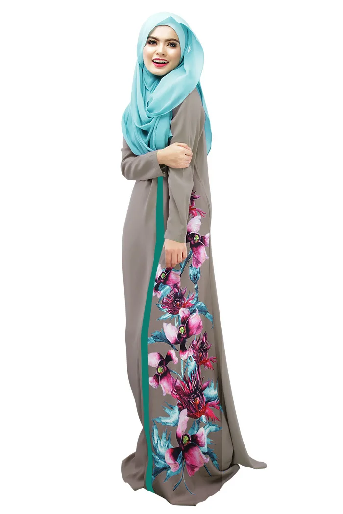 Мусульманское платье с цветочным принтом абайя платье Djellaba женское с длинным рукавом мусульманские платье Турецкая абайа турецкий
