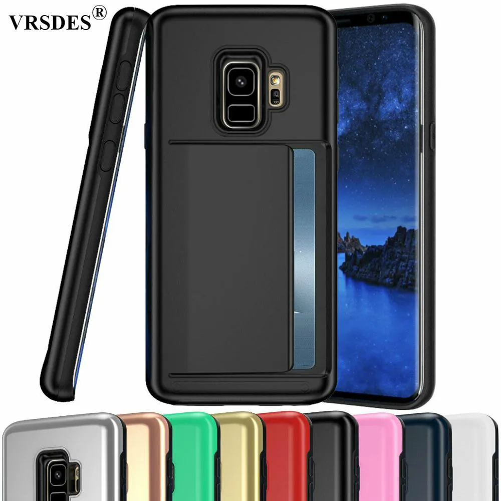 Case For Samsung Galaxy Note 9 8 5 4 S7 S6 Edge Plus Slide Card Slot Phone S9 S8 J2 J5 J7 Prime Cover |