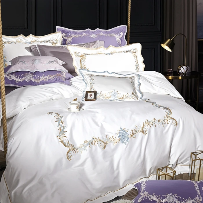 

2018 Luxury bedding white color satin bedding set queen king 4/7pcs duvet cover set bedspread set bedsheet set