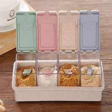 4 в 1 кухонная емкость для приправы горшок для пшеничной соломы кухонная приправа солевой банка для специй коробка экологическая соломинка материал