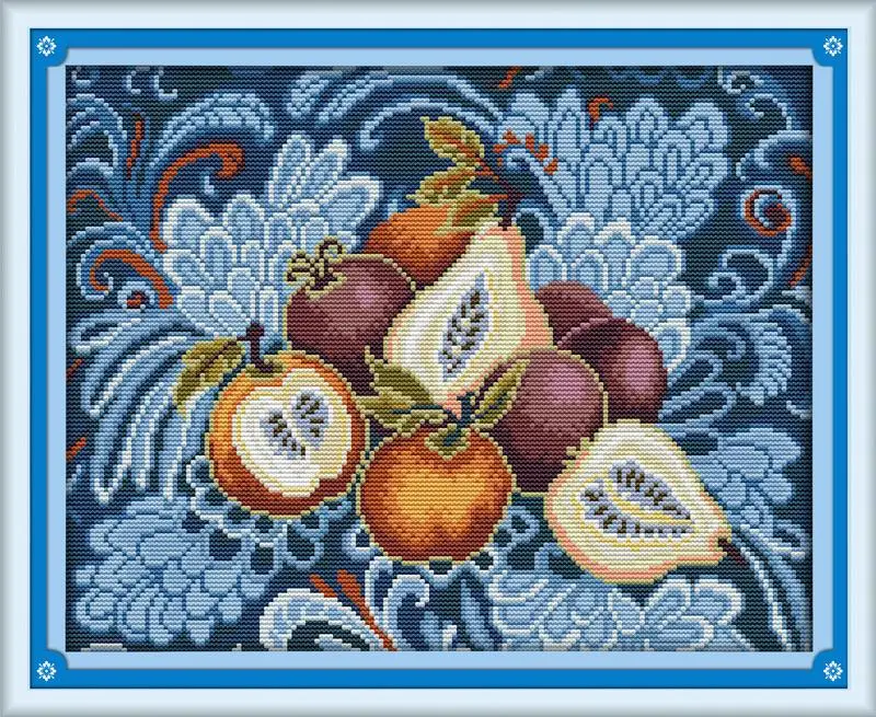 

New DIY Craft Needlework Manualidades Clouds Fruit DMC Counted Cross Stitch Kits Sets for Embroidery Knitting Needles Crafts