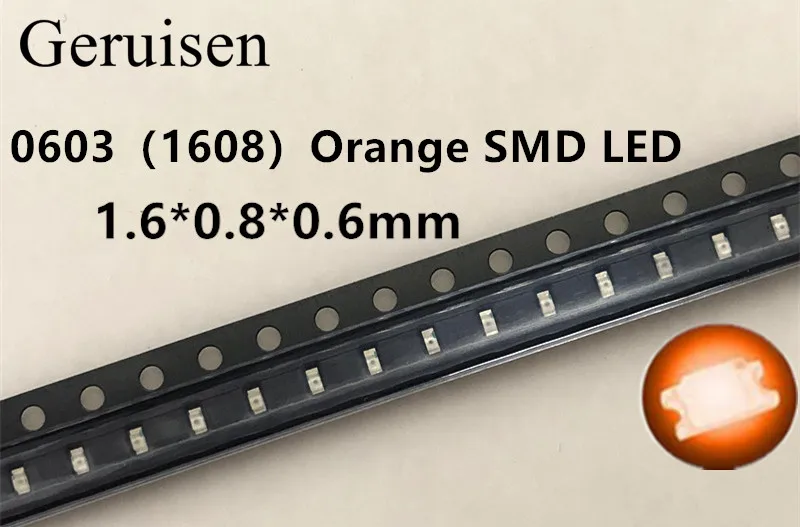 0603 оранжевый/Янтарный Smd/smt Светодиодные супер яркие лампы, светодиоды 0603 smd Led оранжевый 600-610nm 4000 шт./лот