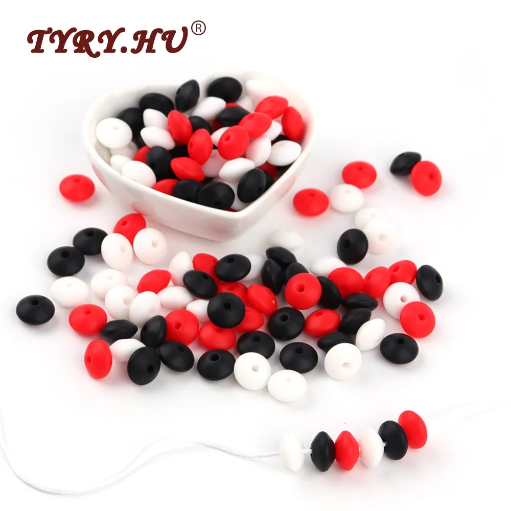 

TYRY.HU 60Pcs Silicone Beads Baby Teethers Lentil Beads BPA Free Baby Teething Toys Chewable Abacus Beads For Necklace Making
